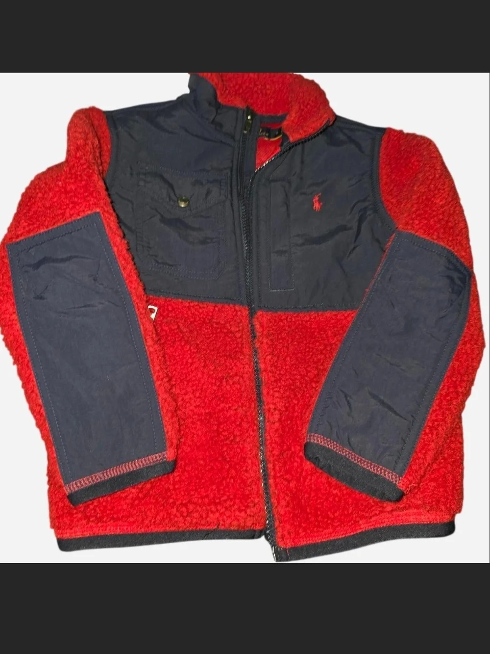 2 Piece Polo Ralph Lauren Red Sherpa Jacket And Pull Over Sweater